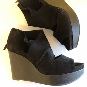 Eileen Fisher Garnet Hill Draw Black Wedges Suede